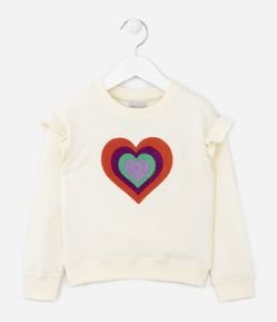 Blusão Moletom Infantil com Bordado e Babados - Tam 1 a5 anos