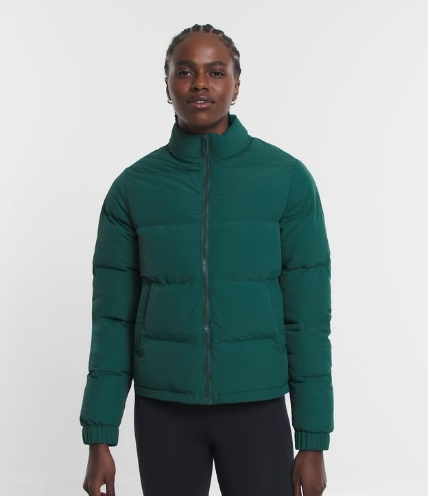 Jaqueta Puffer Esportiva com Gola Alta