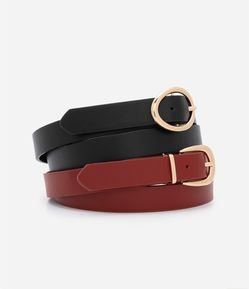 Kit 02 Cintos Médios com Fivelas Metálicas