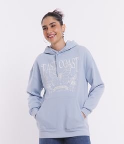 Blusão em Moletom com Forro Fleece e Estampa East Coast