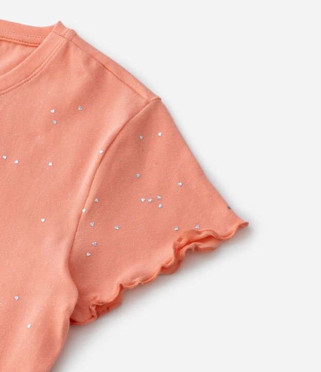 Blusa Infantil com Corações e Glitter - Tam 5 a 14 Anos Laranja 5