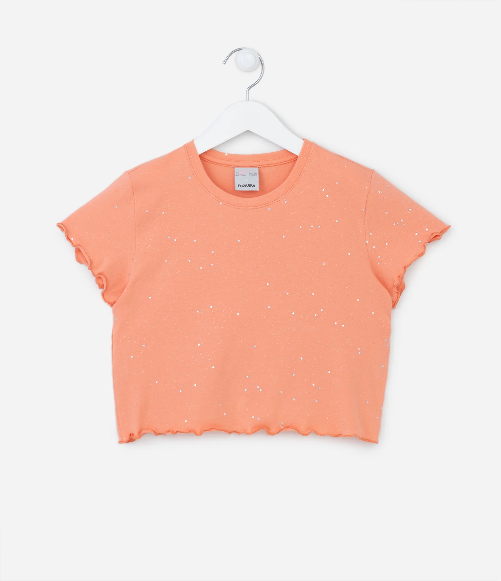 Blusa Infantil com Corações e Glitter - Tam 5 a 14 Anos Laranja 1