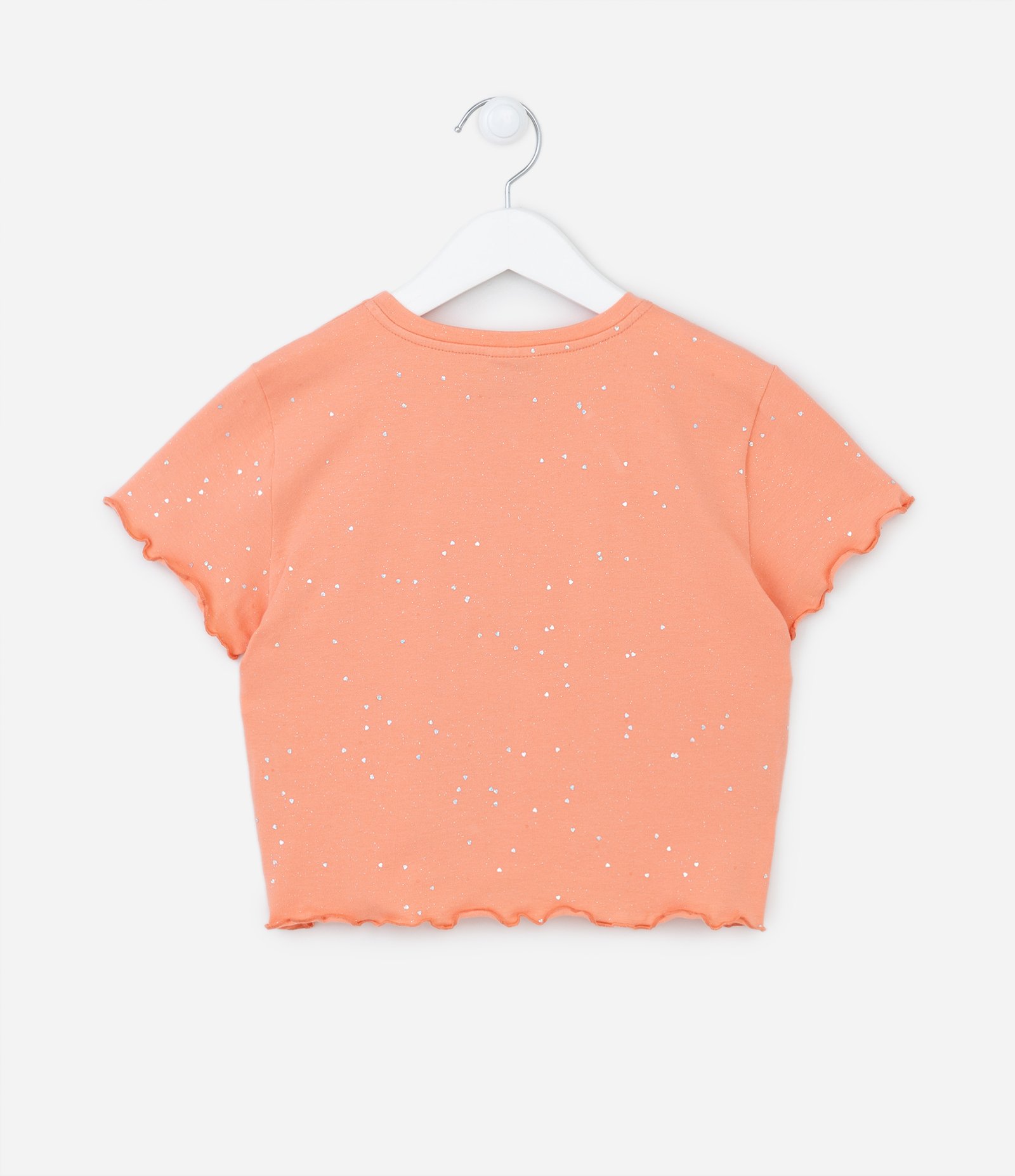 Blusa Infantil com Corações e Glitter - Tam 5 a 14 Anos Laranja 2