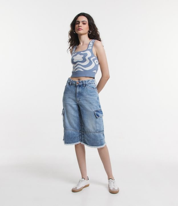 Conjunto Calça E Cropped De Alça Com Amarração Estampa Pied De Poule