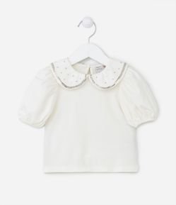 Blusa Infantil com Manga Bufante e Golinha com Paetês - Tam 1 a 5 anos