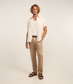 Calça Slim em Sarja com Elastano