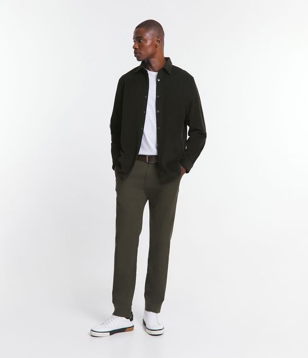 Calça Slim em Sarja com Elastano