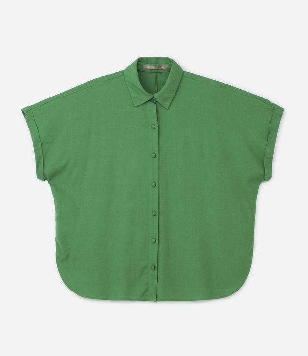 Camisa em Linho com Abotoamento Frontal e Botões Forrados Curve & Plus Size Verde 5