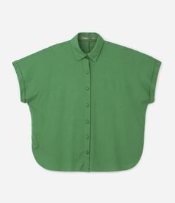 Camisa em Linho com Abotoamento Frontal e Botões Forrados Curve & Plus Size