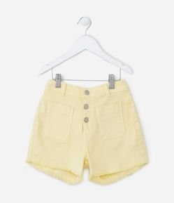 Short Infantil em Sarja com Botões e Bolsinhos Frontais - Tam 5 a 14 Anos