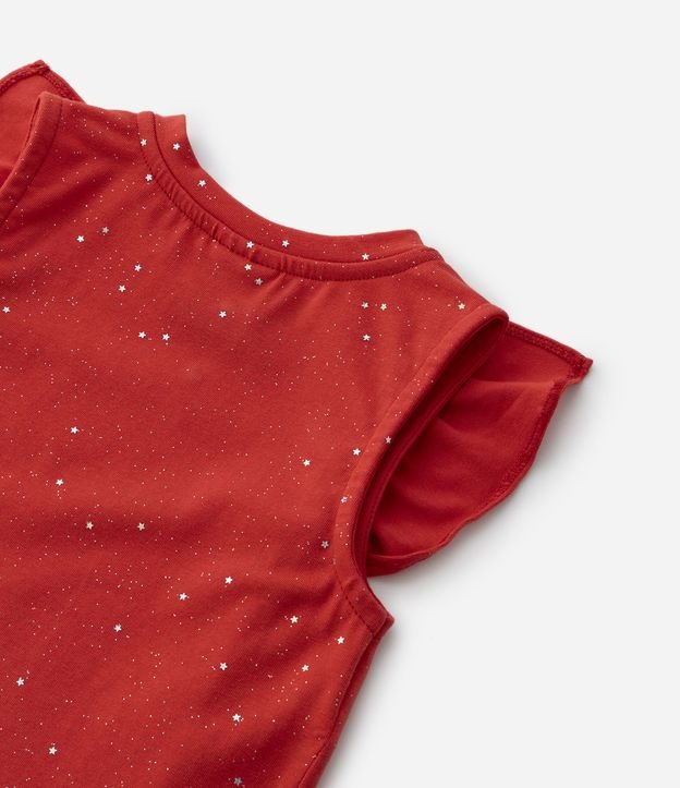 Blusa Infantil com Babadinho nos Ombros e Glitter de Estrelinha - Tam 1 a 5 Anos Vermelho 4