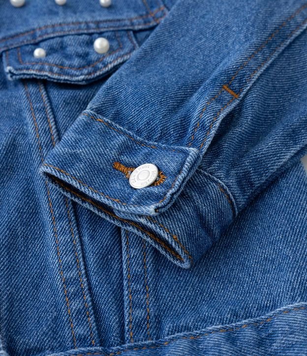 Campera Jeans Infantil con Recortes y Perlas - Talle 1 a 5 años Azul 3