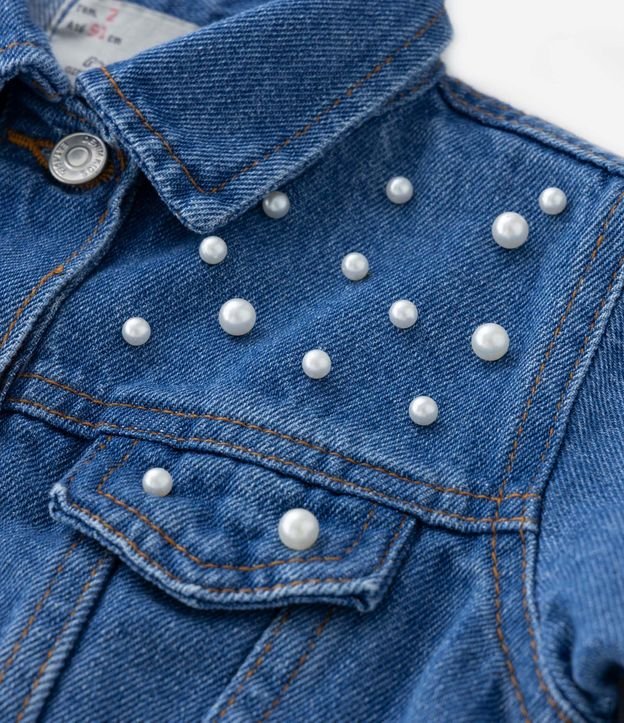 Campera Jeans Infantil con Recortes y Perlas - Talle 1 a 5 años Azul 4