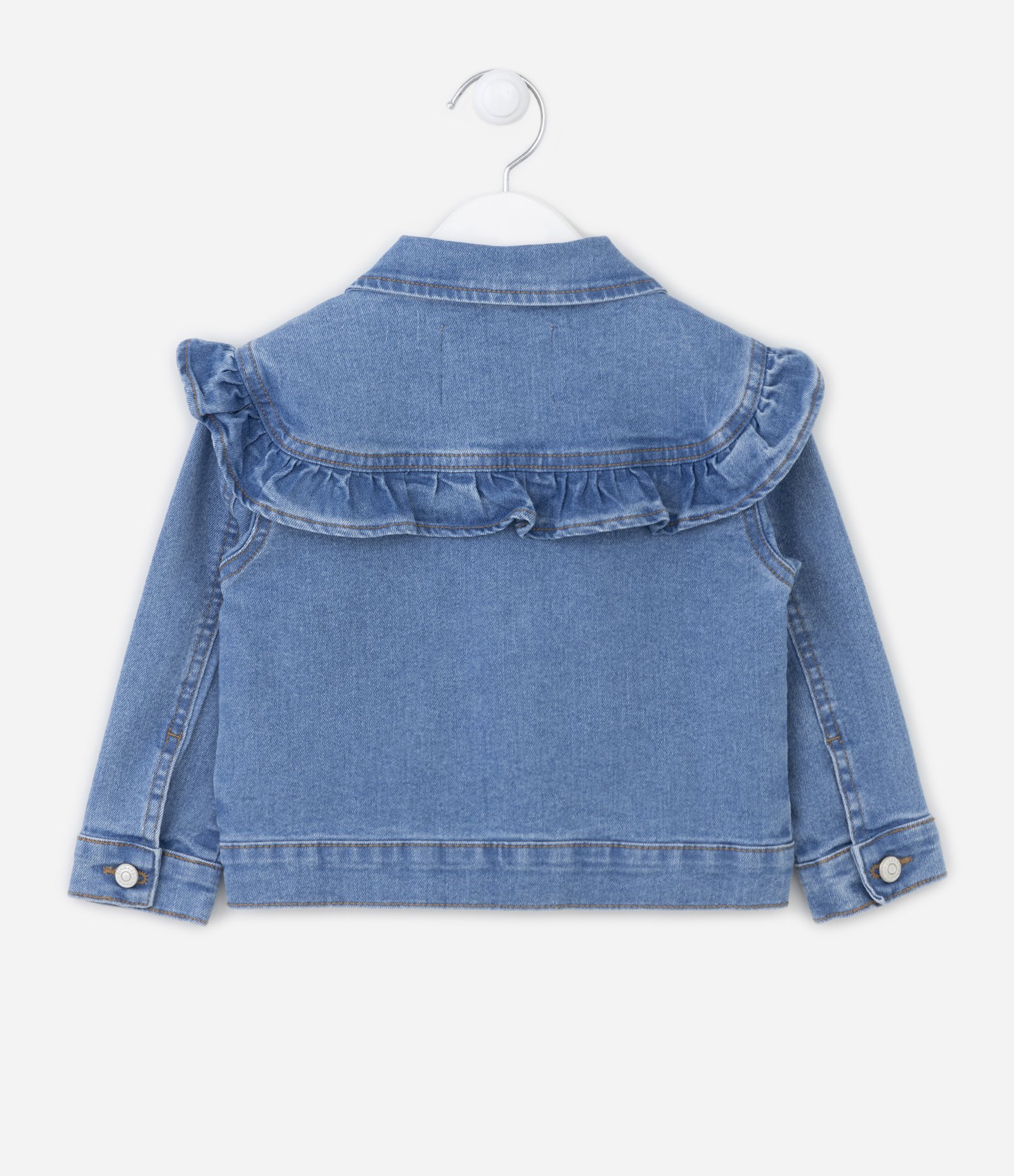 Jaqueta Jeans Infantil com Babadinhos - Tam 1 a 5 anos Azul 2