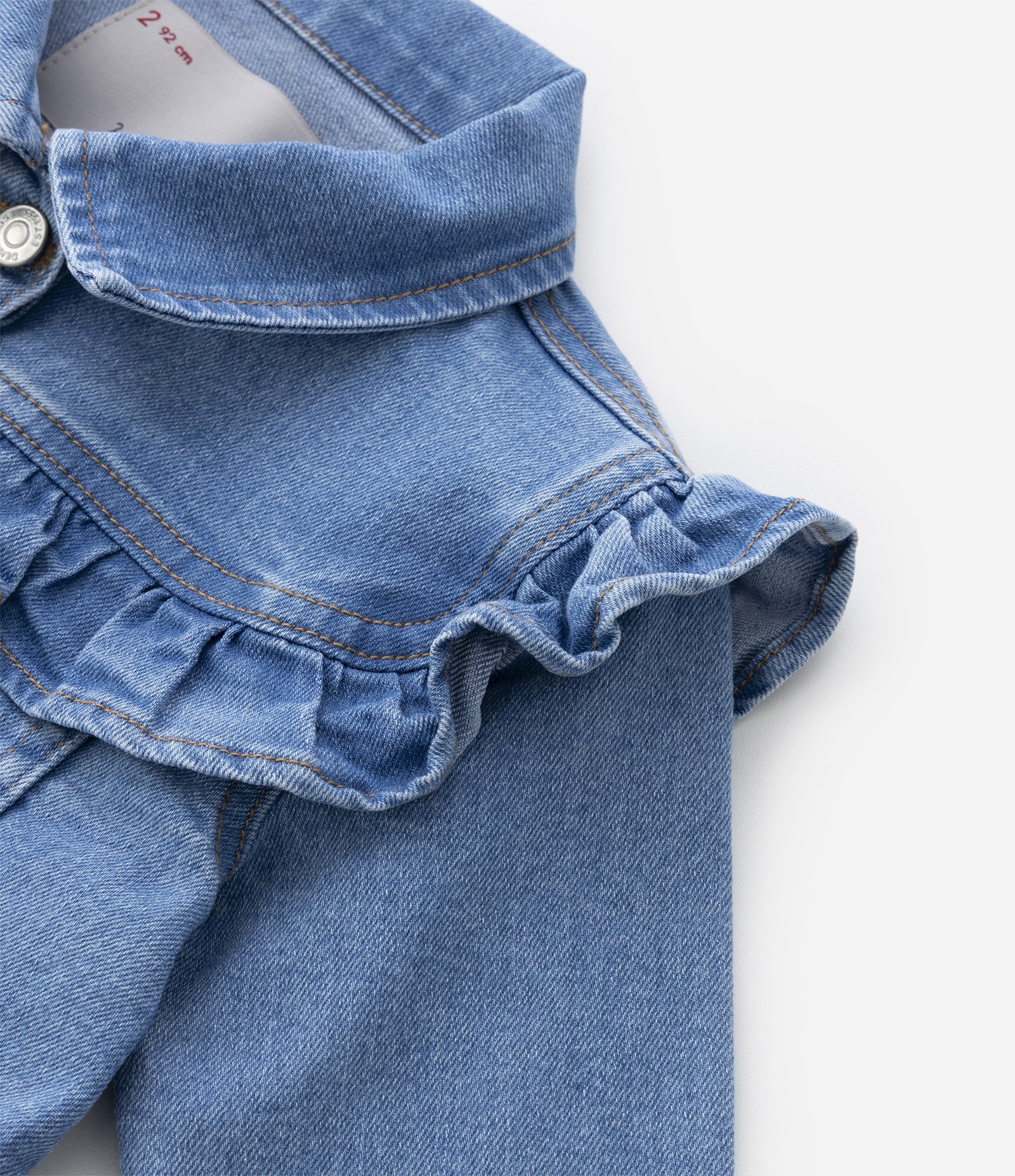 Jaqueta Jeans Infantil com Babadinhos - Tam 1 a 5 anos Azul 3