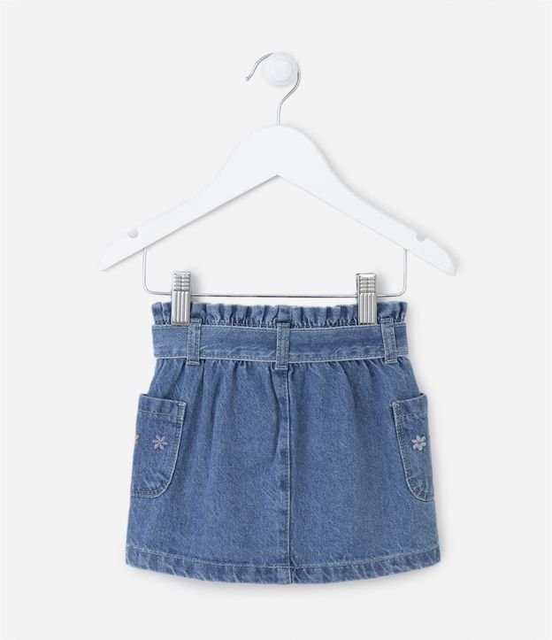 Saia Clochard Infantil Jeans com Bordados e Cinto - Tam 1 a 5 anos Azul 2