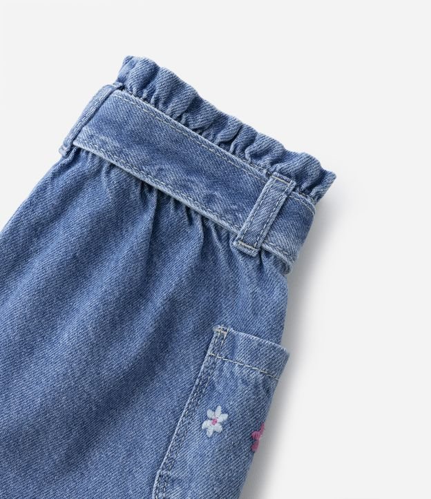 Saia Clochard Infantil Jeans com Bordados e Cinto - Tam 1 a 5 anos Azul 3