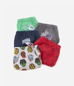Kit 05 Cuecas Slip com Estampa dos Vingadores - Tam 2 a 10 Anos