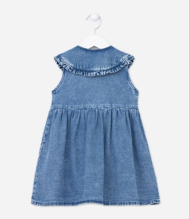 Vestido Infantil Jeans com Golinha de Boneca - Tam 1 a 5 anos Azul 2