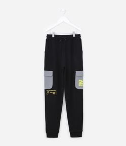 Calça Infantil em Moletom com Bolsos Cargos - Tam 5 a 14 anos