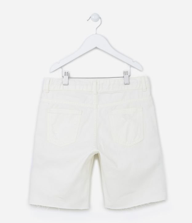 Bermuda Jeans Infantil com Puídos e Barra a Fio - 5 a 14 Anos Off White 2