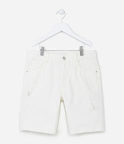 Bermuda Jeans Infantil com Puídos e Barra a Fio - 5 a 14 Anos
