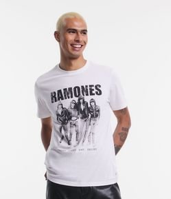 Camiseta Regular em Algodão com Estampa Pôster Ramones