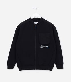Jaqueta Bomber Infantil com Lettering - Tam 05 a 14 Anos
