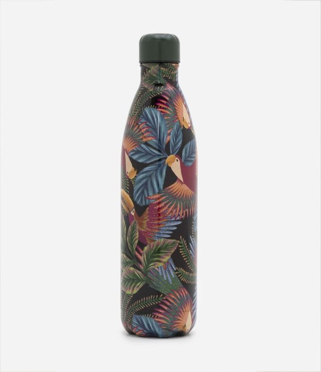 Garrafa Térmica em Metal com Estampa Tropical 750ml