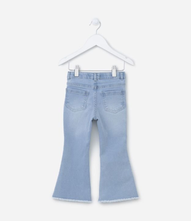Calça Flare Infantil Jeans com Barra Desfiada - Tam 1 a 5 anos Azul 2