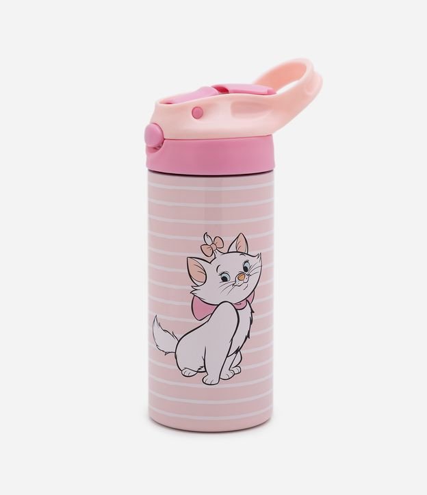 Garrafa em Metal com Estampa Listrada e Gatinha 400ml