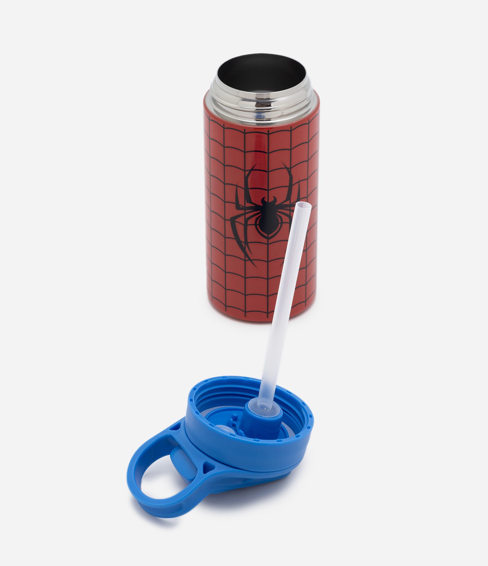 Garrafa em Metal com Estampa do Homem Aranha e Tampa com Canudo 400ml Vermelho 4