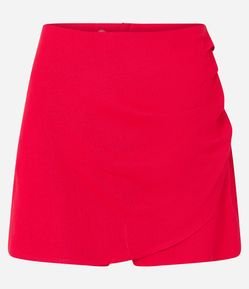 Short Saia em Linho Transpassada com Pregas Laterais