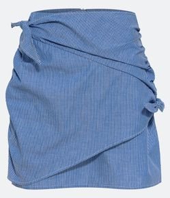 Saia Curta em Tricoline Listrada e com Amarração nas Laterais