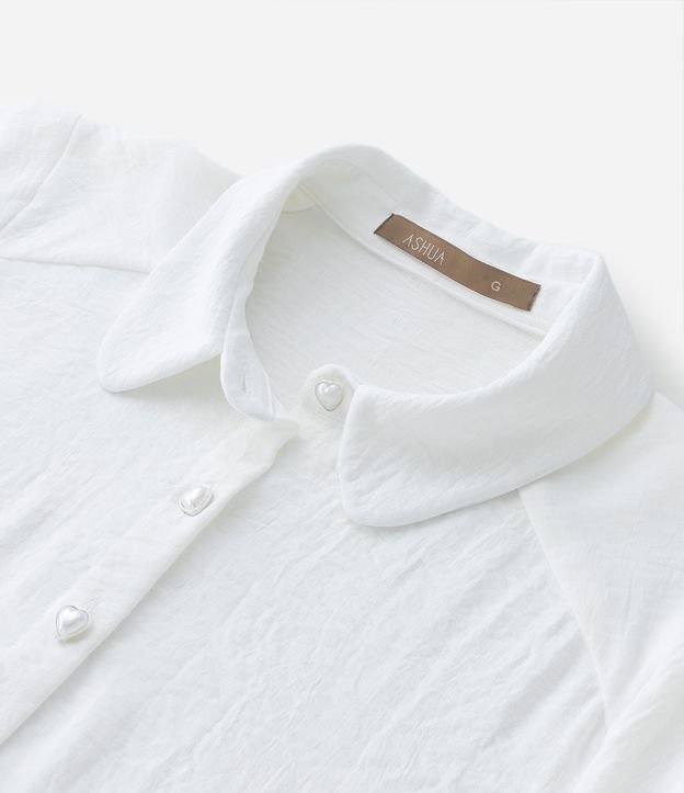 Camisa Airflow em Crepe com Botões de Corações Curve & Plus Size Off White 7