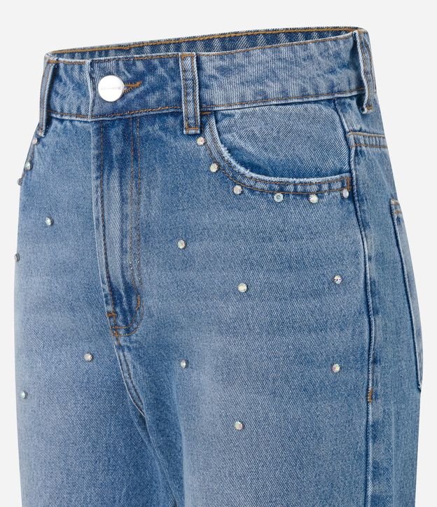 Calça Mom em Jeans com Pontos de Luz Furta Cor Azul 6