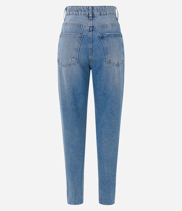 Calça Mom em Jeans com Pontos de Luz Furta Cor Azul 7