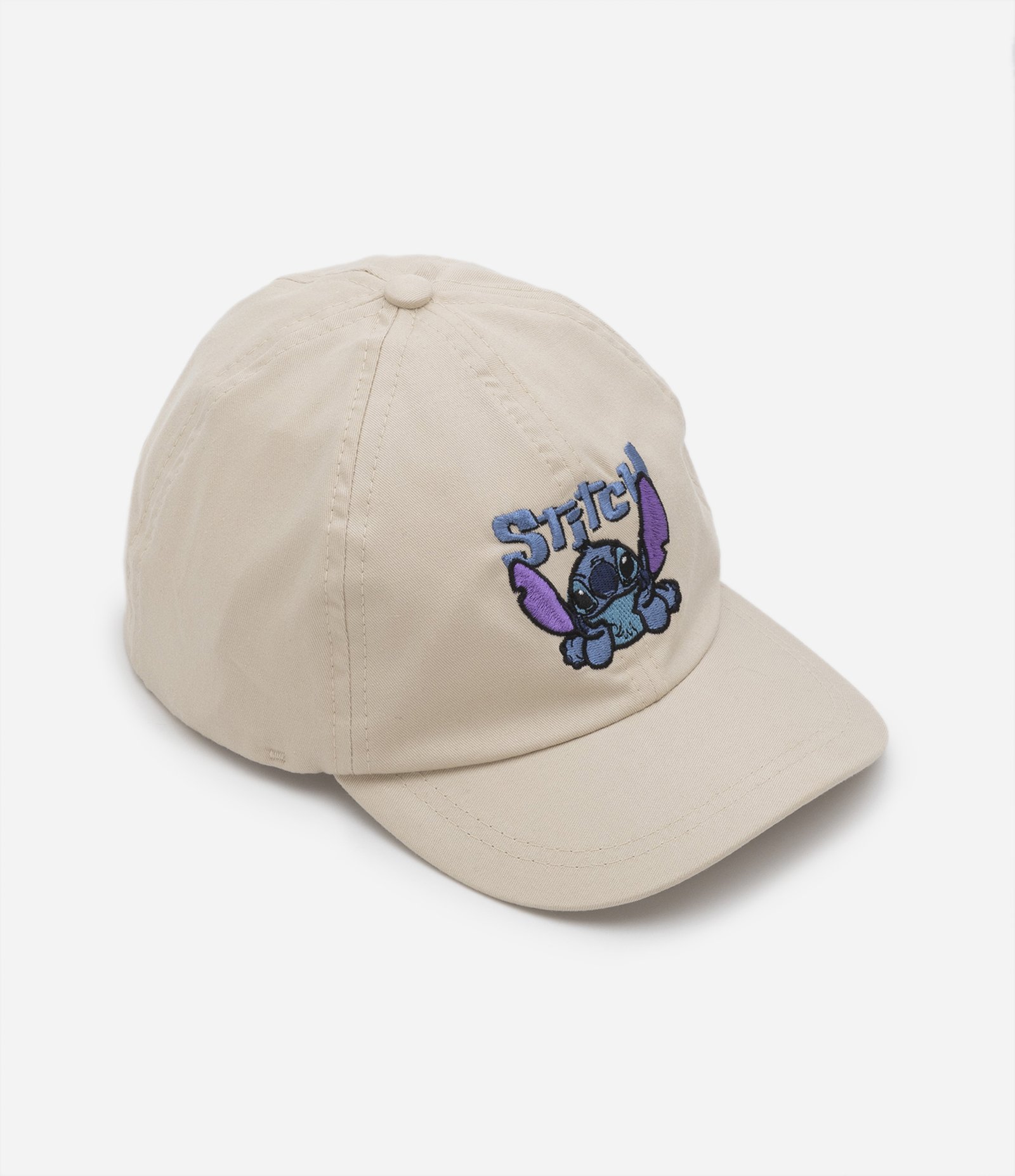 Boné Infantil com Bordado Frontal do Stitch Bege 1