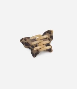 Piranha de Cabelo Grande com Formato de Borboleta e Estampa Animal Print