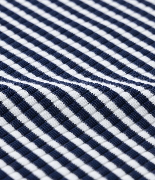 Blusa em Ribana com Estampa Listrada Curve & Plus Size Azul Marinho/ Branco 7