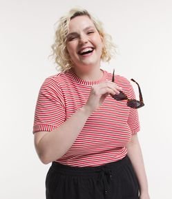 Blusa em Ribana com Estampa Listrada Curve & Plus Size