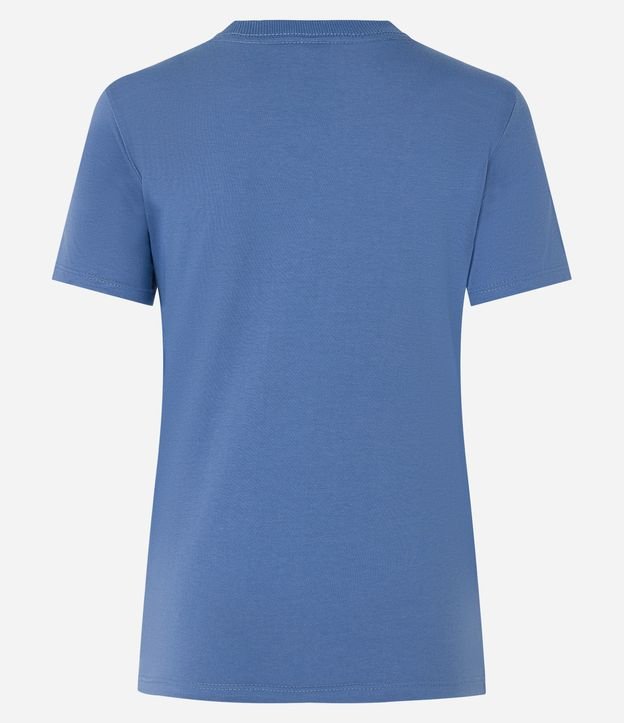 Blusa T-shirt em Meia Malha com Estampa Good Vibes Only Azul 6