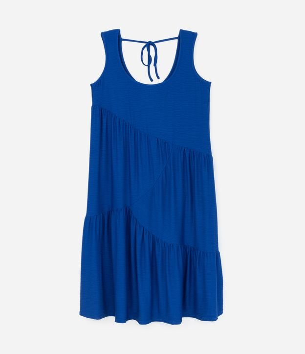 Vestido Midi em Meia Malha com Recortes Franzidos Curve & Plus Size Azul 5