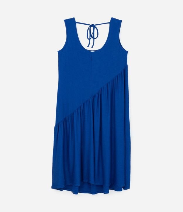 Vestido Midi em Meia Malha com Recortes Franzidos Curve & Plus Size Azul 6
