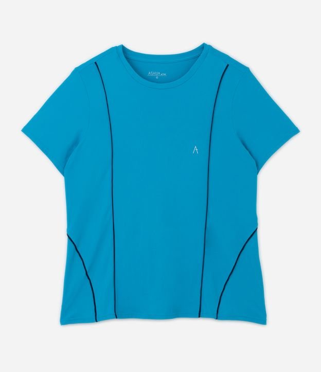 Camiseta Esportiva em Dry Fit com Viés Contrastante Curve & Plus Size Azul 5