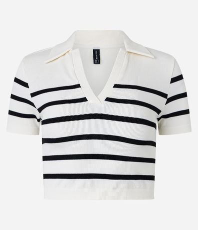 Blusa Cropped Canelada com Listras e sem Costura Blusa Cropped Canelada com Listras e sem Costura