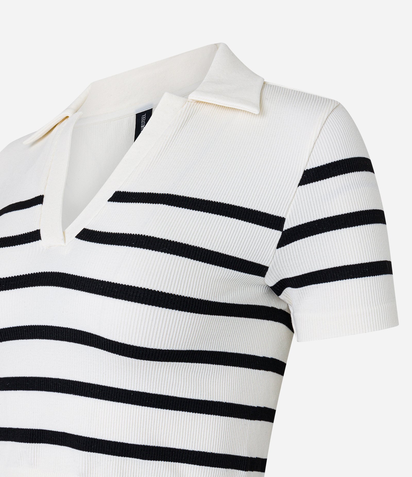 Blusa Cropped Canelada com Listras e sem Costura Branco 2