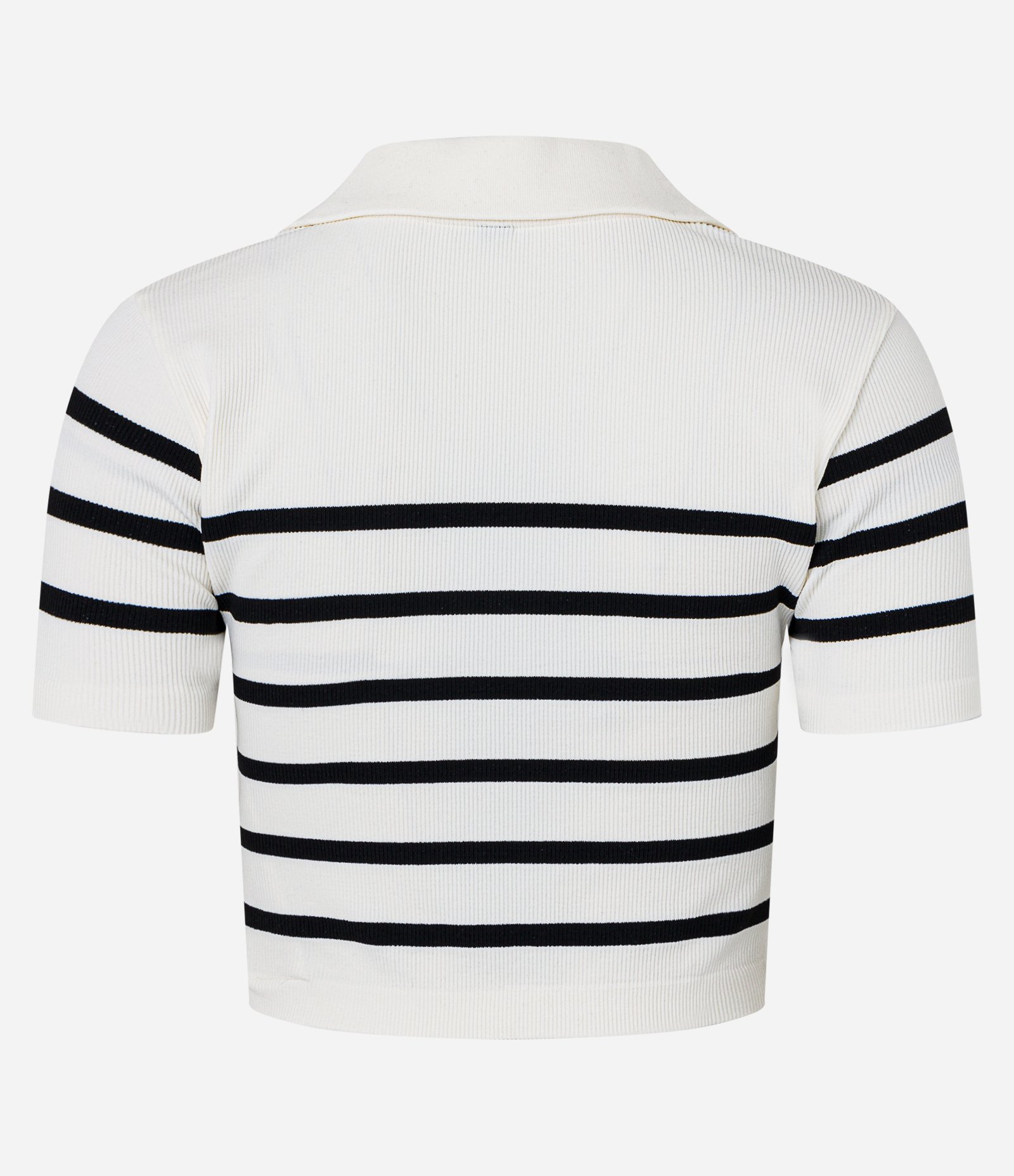 Blusa Cropped Canelada com Listras e sem Costura Branco 3