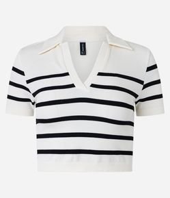 Blusa Cropped Canelada com Listras e sem Costura