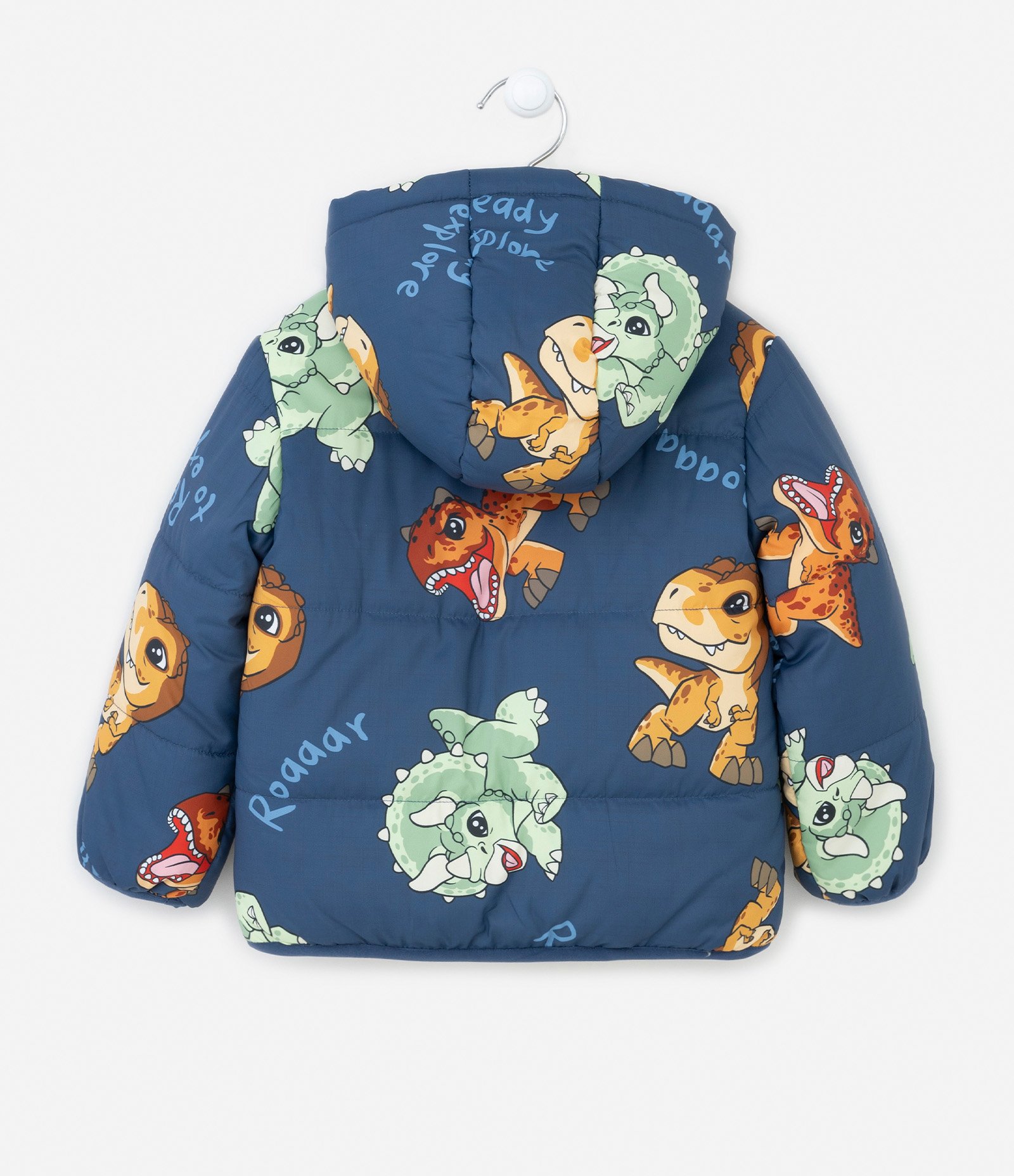 Jaqueta Puffer Infantil com Estampa Jurassic Bany com Forro em Sherpa - Tam 2 a 5 Anos Azul 2